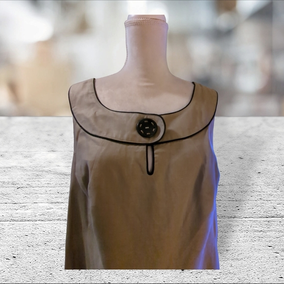 Vintage CAROLE LITTLE beige linen dress size 20 - Picture 4 of 12